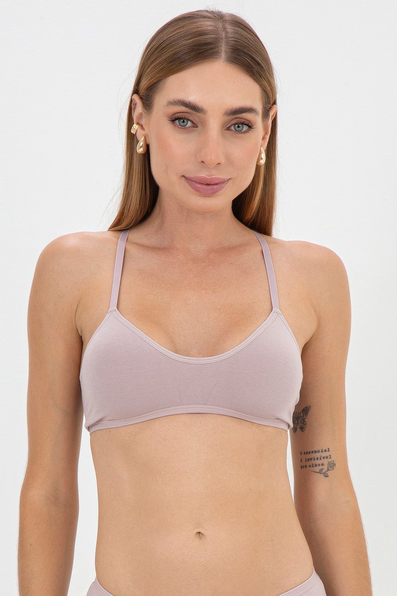 mateaページ Sutiã Top Tomara que Caia Básico Nude de Viscose com Bojo Removível